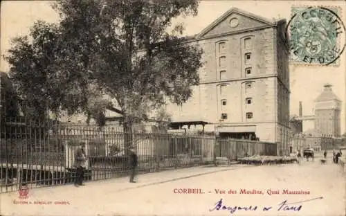 Ak Corbeil Essonne, Vue des Moulins, Quai Mauzaisse