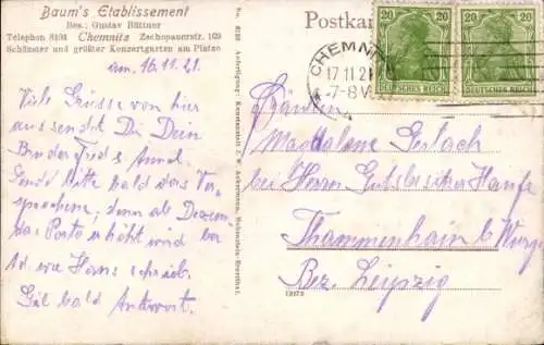 Ak Chemnitz in Sachsen, Baums Etablissement