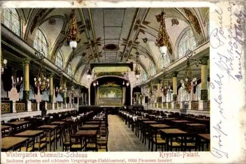 Ak Schönau Chemnitz in Sachsen, Wintergarten, Krystall Palast