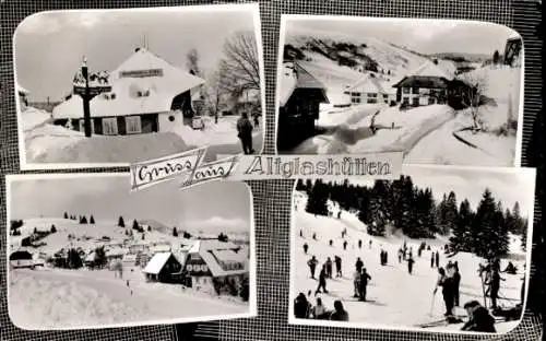 Ak Altglashütten Feldberg im Schwarzwald, Schneelandschaft, Wintersportplatz, Skifahrer, gemüt...