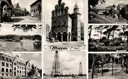 Ak Meppen im Emsland, Rathaus, Detailansichten