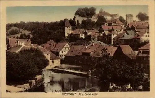 Ak Kronach in Oberfranken, Stadtansicht, Fluss, historische Gebäude, schöne Landschaft