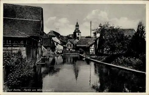 Ak Bad Berka im Weimarer Land Thüringen, am Mühlgraben, Kirchturm