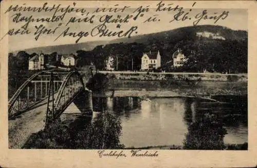 Ak Bad Karlshafen an der Weser, Weserbrücke, Villen