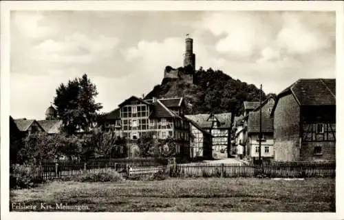 Ak Felsberg im Odenwald Hessen, Teilansicht, Fachwerkhäuser, Ruine