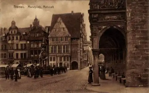 Ak Hansestadt Bremen, Marktplatz, Ratscafé