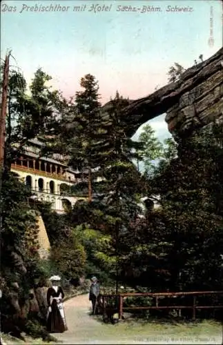 Ak Hřensko Herrnskretschen Elbe Region Aussig, Prebischtor, Hotel