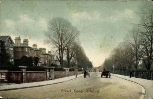 Ak Ashford Kent England, Elwick Road, Bäume, Straßenansicht, Kutschen