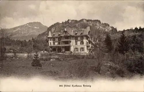 Ak Brünig Meiringen Kt. Bern Schweiz, Hôtel Kurhaus  Berglandschaft, historische Postkarte