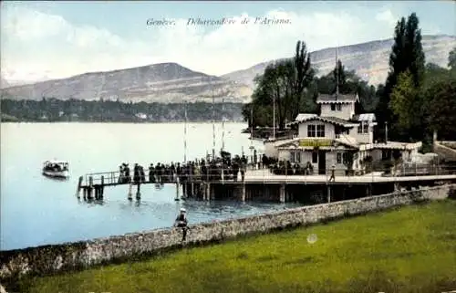 Ak Genf Stadt Schweiz, Schiffsteg Ariana
