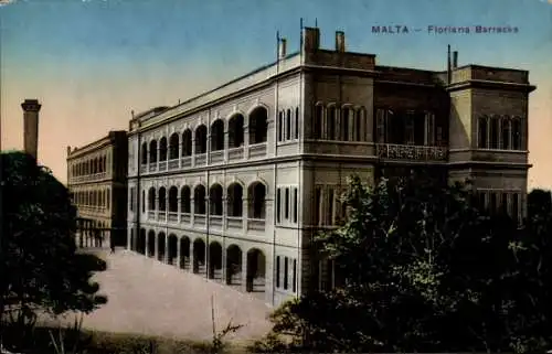 Ak Floriana Malta, Architektonisches Gebäude, Floriana Barracks, farbenfrohe Postkarte