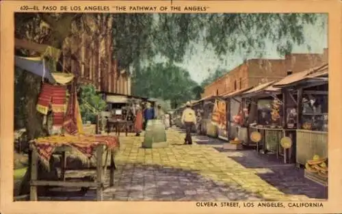Ak Los Angeles Kalifornien USA, Marktstraße, Olvera Street