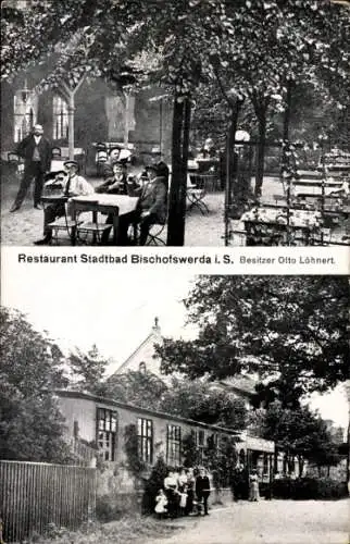 Ak Bischofswerda in Sachsen, Restaurant Stadtbad, Besitzer Otto Löhnert
