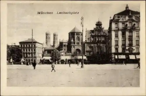 Ak München, Lenbachplatz, Synagoge, Frauenkirche