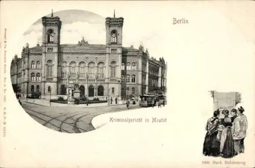 Ak Berlin Tiergarten Moabit, Kriminalgericht in Moabit, 1000 Mark Belohnung