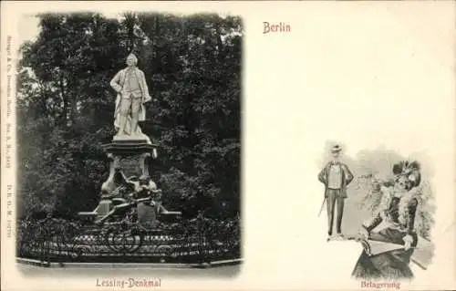 Ak Berlin Tiergarten, Lessing-Denkmal, Belagerung