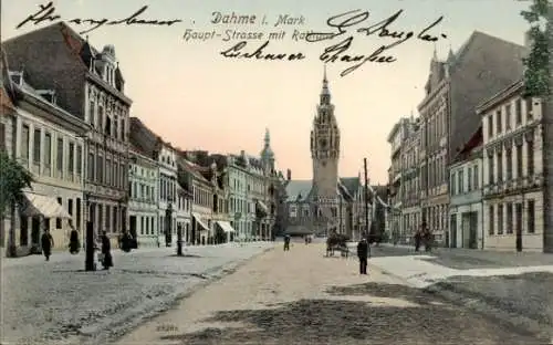 Ak Dahme in der Mark, Hauptstraße mit Rathaus, Stadtansicht, alte 