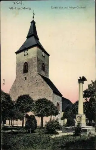 Ak Altlandsberg in der Mark, Stadtkirche und Kriegerdenkmal