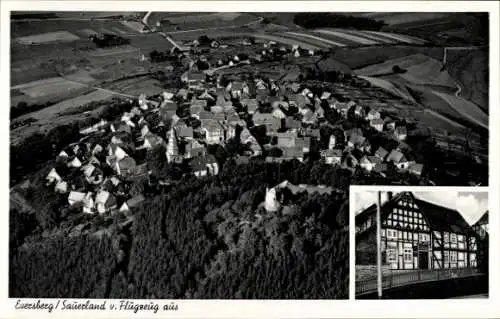 Ak Eversberg Meschede im Sauerland, Fliegeraufnahme, Gasthof