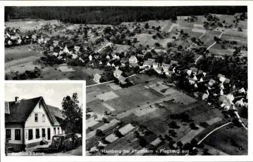 Ak Hamberg Neuhausen im Enzkreis Baden Württemberg, Fliegeraufnahme, Gasthaus zum Lamm