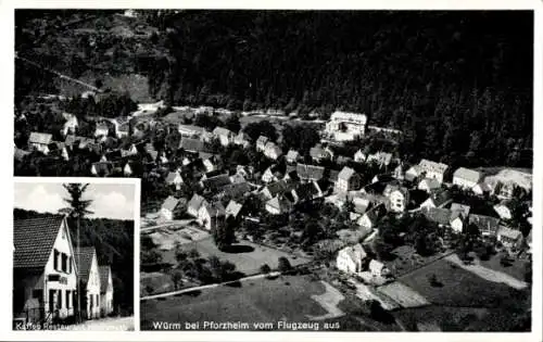 Ak Würm Pforzheim im Schwarzwald, Fliegeraufnahme, Kaffee-Restaurant Emil Hochmuth