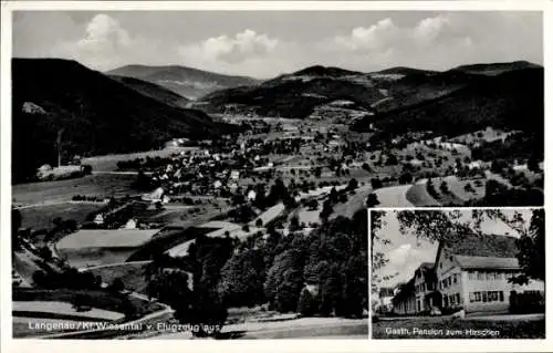 Ak Langenau Kleines Wiesental Schopfheim in Baden, Fliegeraufnahme, Gasthof zum Hirschen
