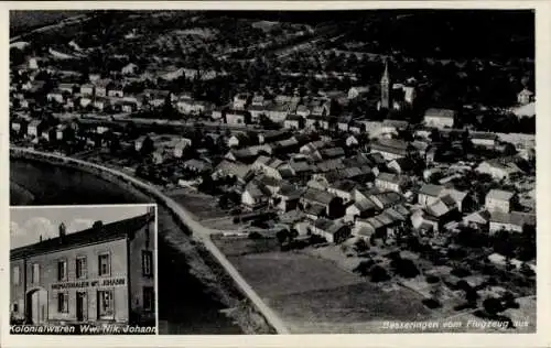 Ak Besseringen Merzig Saar, Fliegeraufnahme,  Kolonialwarengeschäft Ww. Nik. Johann