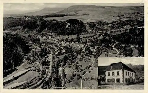Ak Grimmelshofen Stühlingen im Schwarzwald Baden, Luftbild von  Gasthaus Wutachbrücke
