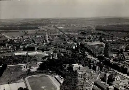 Ak Karlsruhe in Baden, Fliegeraufnahme mit Blick nach Durlach