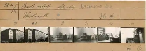 Kontaktabzug Fotos Berlin Schöneberg, Badensche Straße, Woolworth, 6 Fotos ca. 4x2 cm