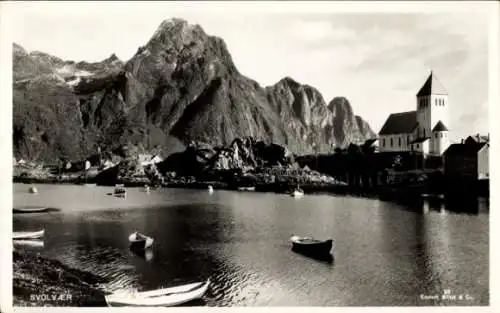 Ak Svolvær Svolvaer Lofoten Norwegen, Teilansicht, Kirche