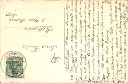 Präge Ak Glückwunsch Neujahr, Luftschiff, Blumen