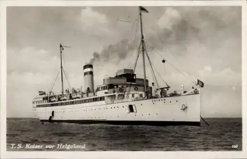 Ak Dampfer TS Kaiser vor Helgoland, HAPAG Seebäderdienst GmbH