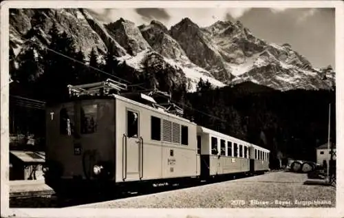 Ak Grainau im Kreis Garmisch Partenkirchen, Eibsee, Bahnhof der Bayer. Zugspitzbahn