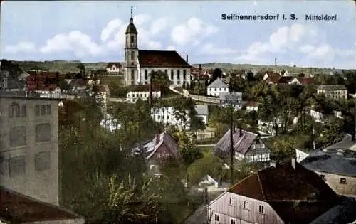 Ak Seifhennersdorf in der Oberlausitz Sachsen, Mitteldorf