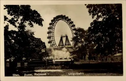 Ak Wien 2 Leopoldstadt, Prater, Riesenrad, Liliputbahn