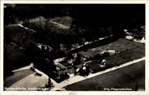 Ak Adelsberg in Chemnitz Sachsen, Fliegeraufnahme der Heideschänke