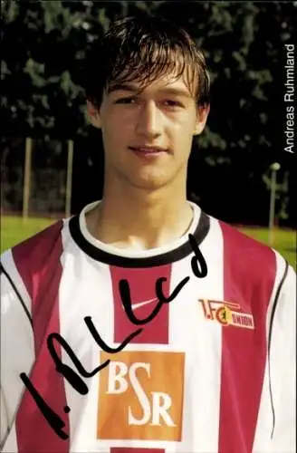 Autogrammkarte Andreas Ruhmland, 1. FC Union, BSR, Nike, Autogramm