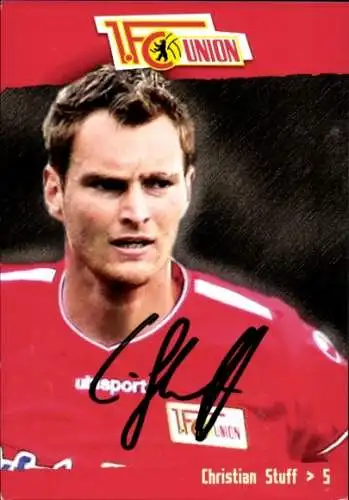 Autogrammkarte Christian Stuff, 1. FC Union, kfzteile24, Uhlsport, Autogramm