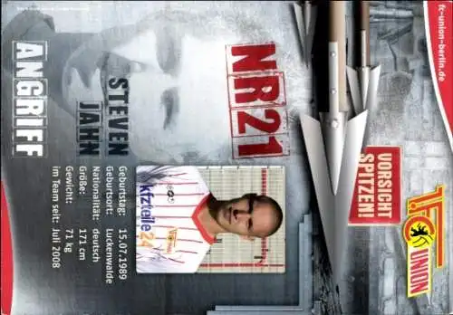 Autogrammkarte Steven Jahn, 1. FC Union, Autogramm