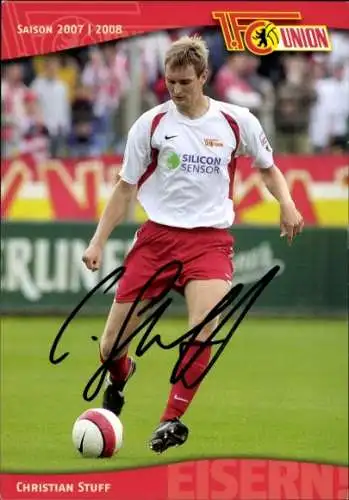 Autogrammkarte Christian Stuff, 1. FC Union, Nike, Silicon Sensor, Autogramm