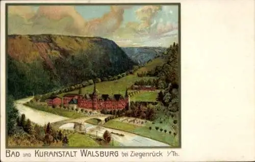 Litho Walsburg Eßbach Thüringen, Bad und Kuranstalt