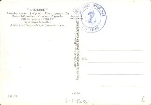 Ak Dampfer L'Illiene in Fahrt