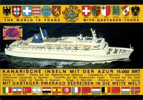 Ak Fährschiff Azur in Fahrt, Wappen