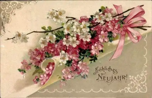 Ak Glückwunsch Neujahr, Blumen