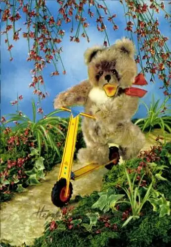 Ak Teddybär fährt Roller, Spielzeug