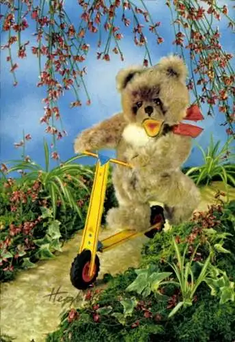 Ak Teddybär fährt Roller, Spielzeug