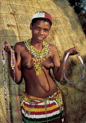 Ak Zulu Frau, barbusig, Erotik