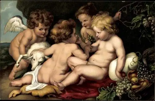Künstler Ak Rubens, Jesus, der heilige Johannes und zwei Kinder