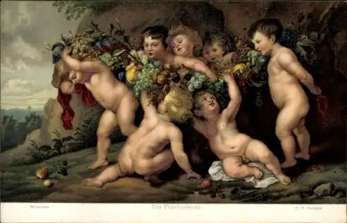 Künstler Ak Rubens, Der Früchtekranz